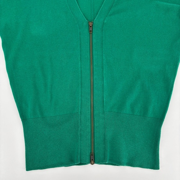 Cabi Banner Sweater # 5142 Emerald Green Zipper Front Double V-Neck, Medium - Picture 11 of 16